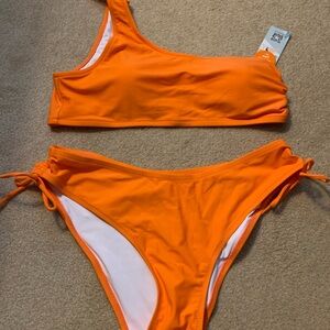 Vibrant Orange Women's Swim Set